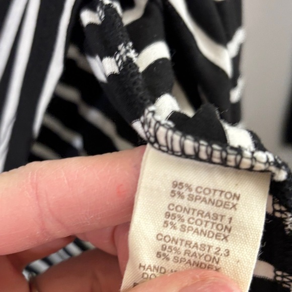 Hem & Thread Black and White Striped Long Sleeve Tee - Picture 4 of 4